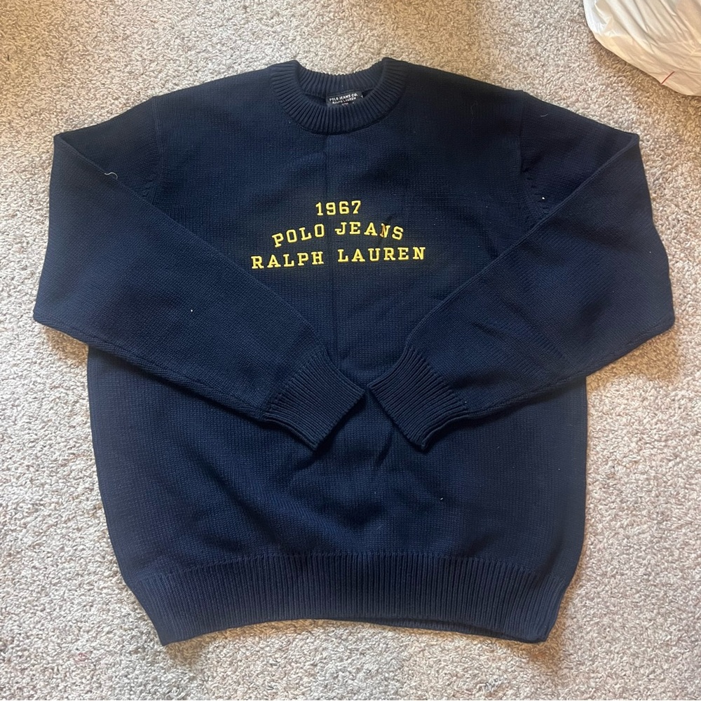 Polo by Ralph Lauren Navy Sweater with Yellow Text